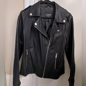 GUESS faux leather black jacket, New never worn, no tags, excellent condition.